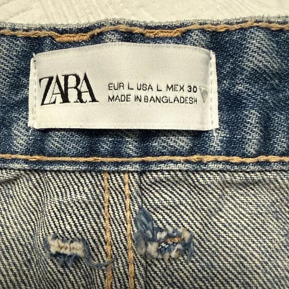 Zara Blue Denim Mini Skirt with Pockets - Picture 2 of 7